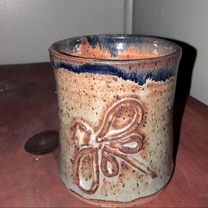 Studio Pottery Planter Dragonfly Handmade